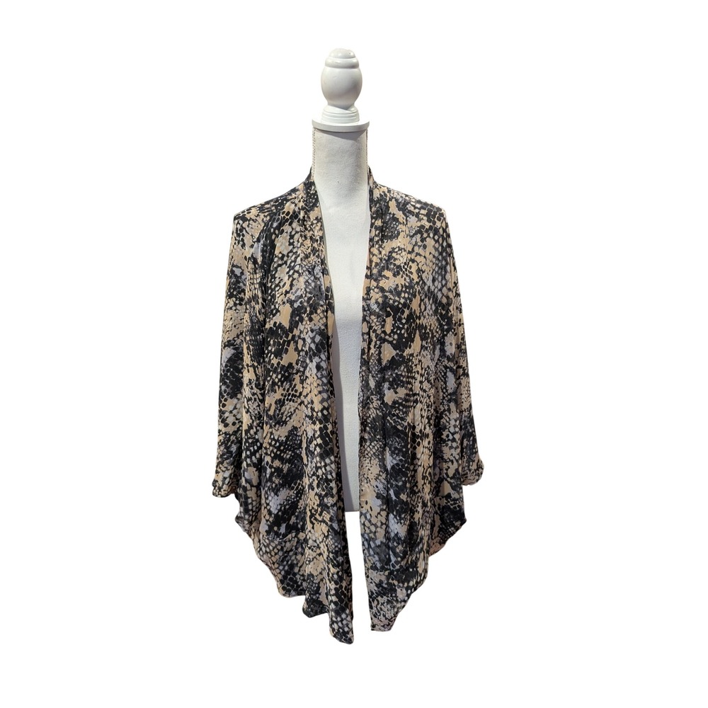 Daniel Rainn Womens Snakeskin Print Kimono Cardigan Open Front Lined Sz 2X